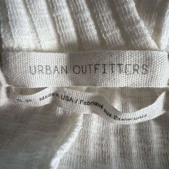 Urban Outfitters Ribbed Crop Tank Top Womens Sz Small White Flowy Beach Boho USA - Picture 4 of 8